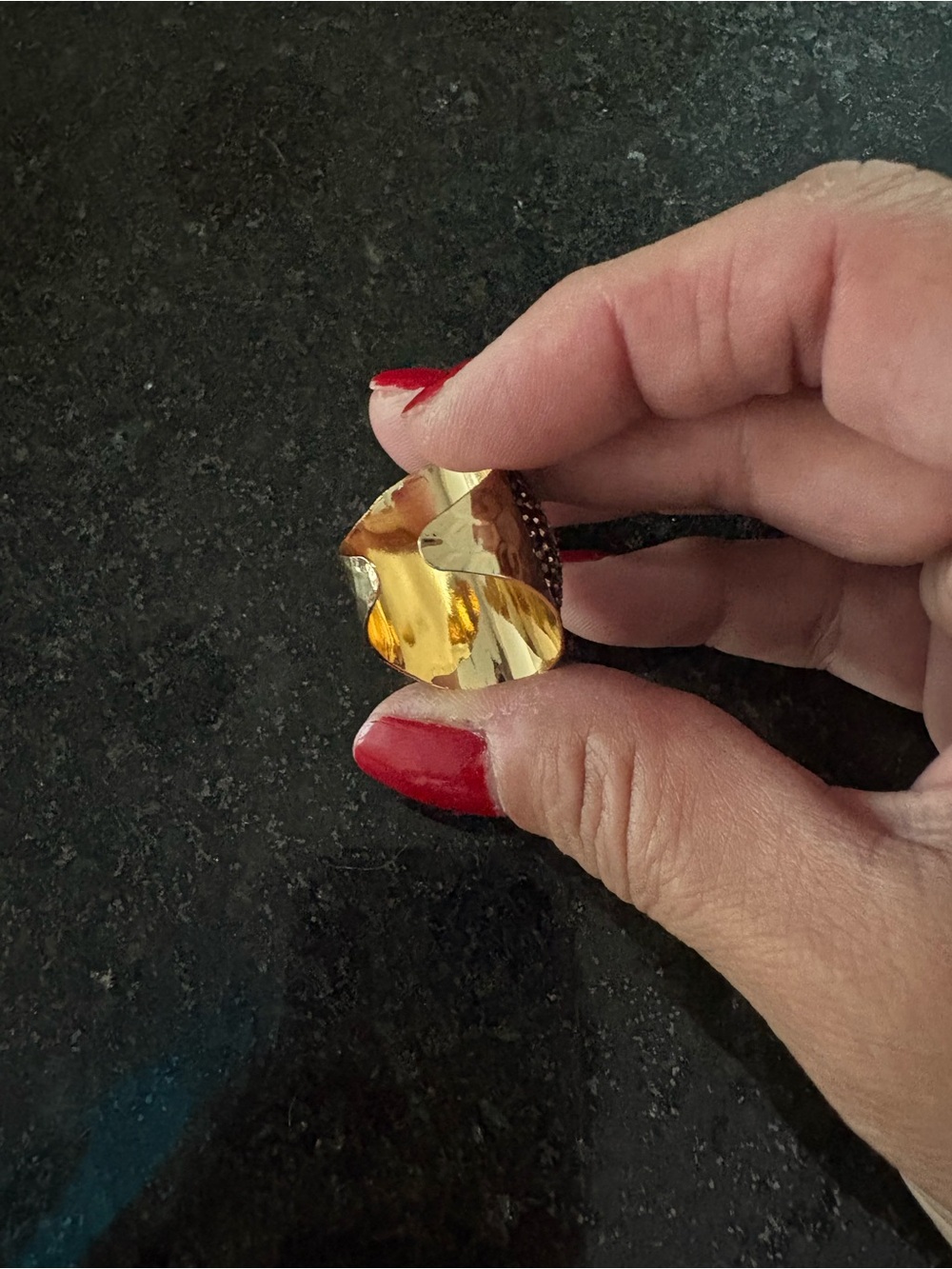 Source Unknown Turquoise Teardrop Ring with Gold Accents - Picture 3 of 5